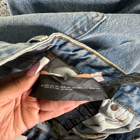 Zara Jeans Womens Size 4 Blue Light Wash Cotton 90's Full Length Split Hem - Picture 4 of 11